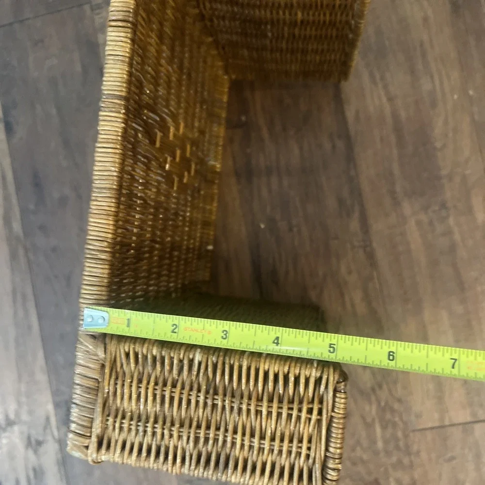 Vintage Rattan Bed Couch Tray Organizer Desk Table Rustic Wicker Storage Remote